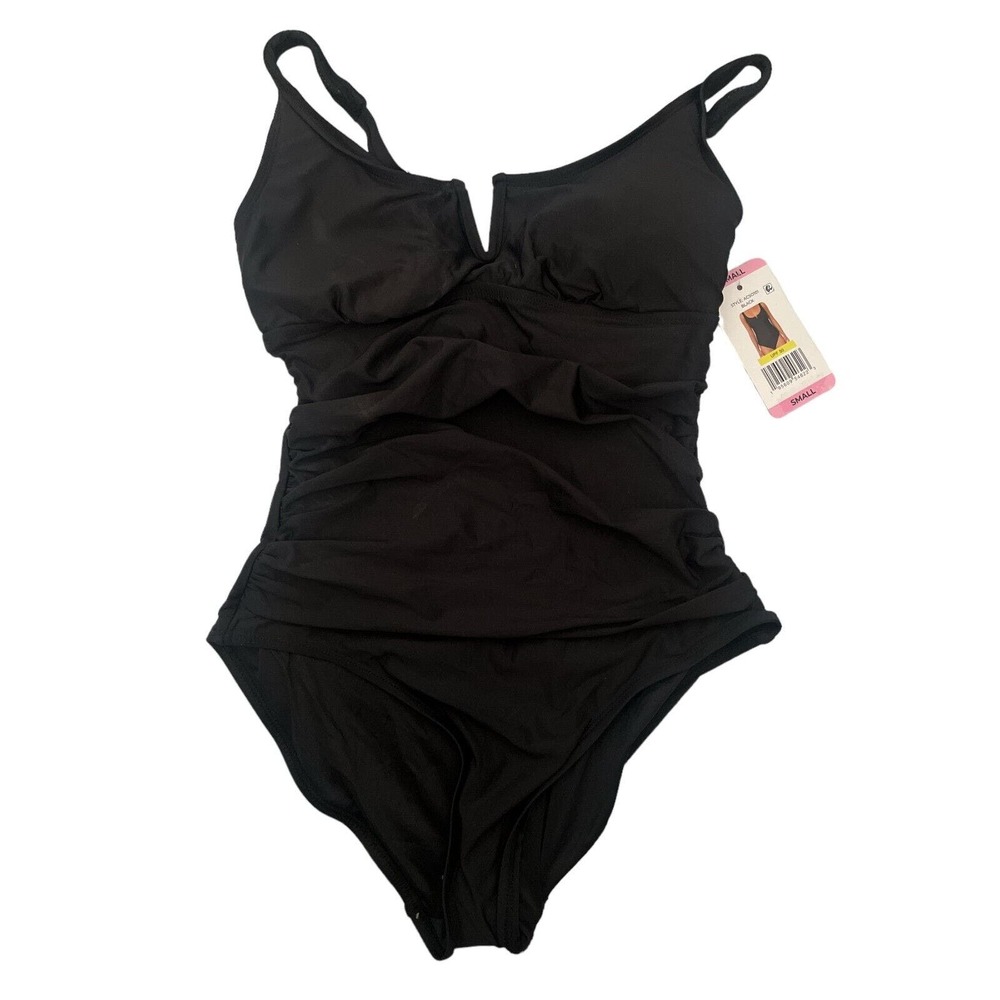 Anne Cole 1 Pc Womens Black Bathing Suit Swimwear UPF50 Sz Small NWT